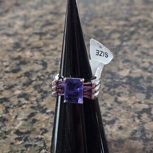 Bomb Party RBP8239 "Wide Eyed Gaze" Dark Amethyst Fused with Genuine Quartz Sz 5